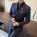 Men's Peak Lapel Double-Breasted Suit 3-Piece Set – Slim Fit Business Casual Blazer With Waistcoat & Trousers (Stretch Comfort)_viptrois.com