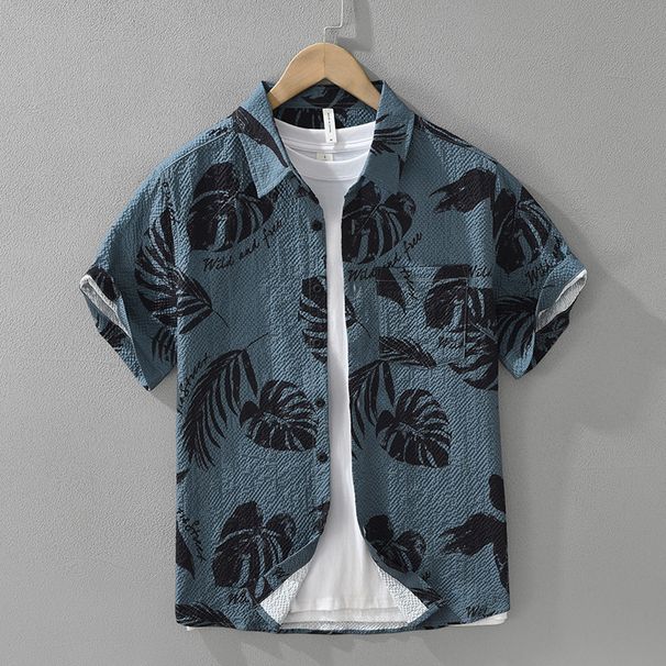Trendy Printed Short Sleeved Shirt For Men, Fashionable And Versatile, Artistic And Casual Loose Top_viptrois.com