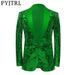 Men's Clothing Solid Color Fashion Sequins Slim Long Sleeved Youth Green Fruit Collar Casual Suit Jacket_viptrois.com