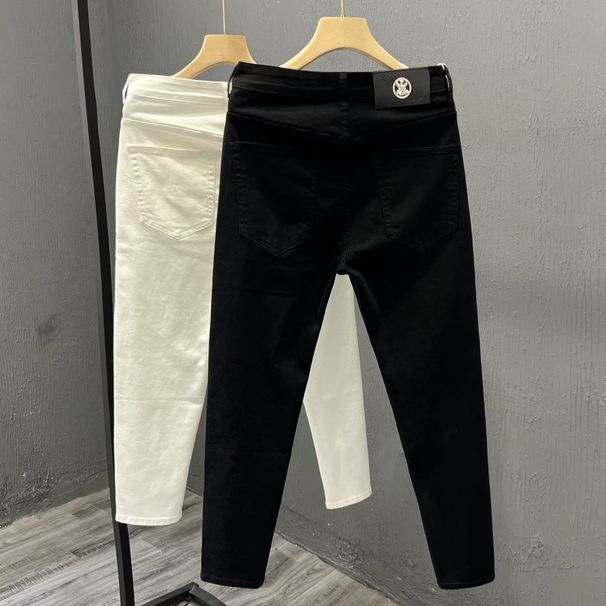 Trendy Brand Design Jeans For Men High-End Stretch Slim Fit Washed Solid Color High-Quality Casual Pants_viptrois.com