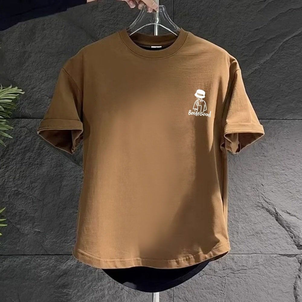 2025 Summer Printed Pure Cotton Half Casual High-end Men's Short Sleeved Tailcoat T-shirt, Trendy Brand Versatile Top T_viptrois.com