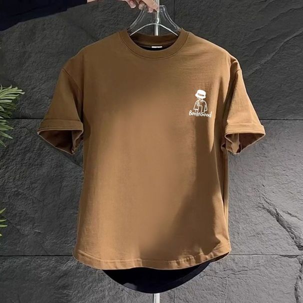 2025 Summer Printed Pure Cotton Half Casual High-end Men's Short Sleeved Tailcoat T-shirt, Trendy Brand Versatile Top T_viptrois.com