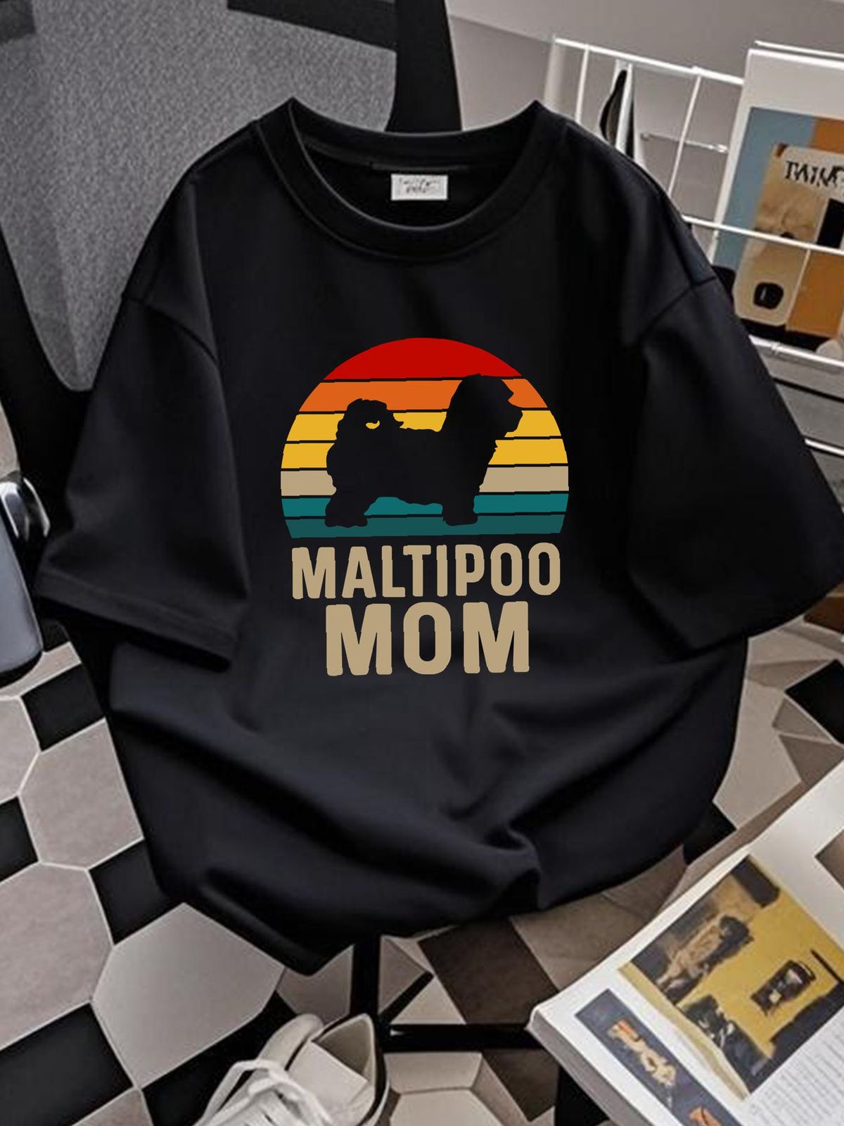 Maltipoo Mom Design Perfect For Maltese Poodle Dog Mama Unisex TShirt Size S-5XL Casual Stretched Stylish Summer Homme Breathable Designer Clothes_viptrois.com