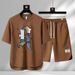 Men's Clothing Summer fashion brand new casual short sleeved sports five point pants two piece suit men's large size loose T shirt top_viptrois.com