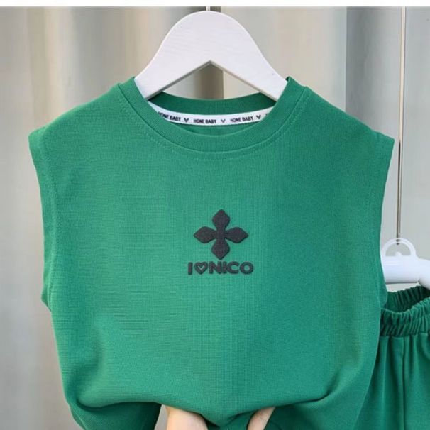 Mother & Kids New Boys Vest Suit Children's Stylish Baby Domineering Summer Boy Children's Summer Two Piece Suit_viptrois.com