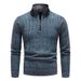 Loom European And American Cross-Border Trade Autumn Winter New Men's Stand Collar Pullover Sweater Business Striped Fleece_viptrois.com