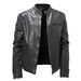 Men's Clothing old motorcycle leather jacket men's youth stand collar punk leather jacket_viptrois.com
