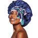 New Cross Border Satin Nightcap Hot Sale Wide Brim Long Tail Ribbon Print Large Round Hat One Piece Drop Shipping_viptrois.com