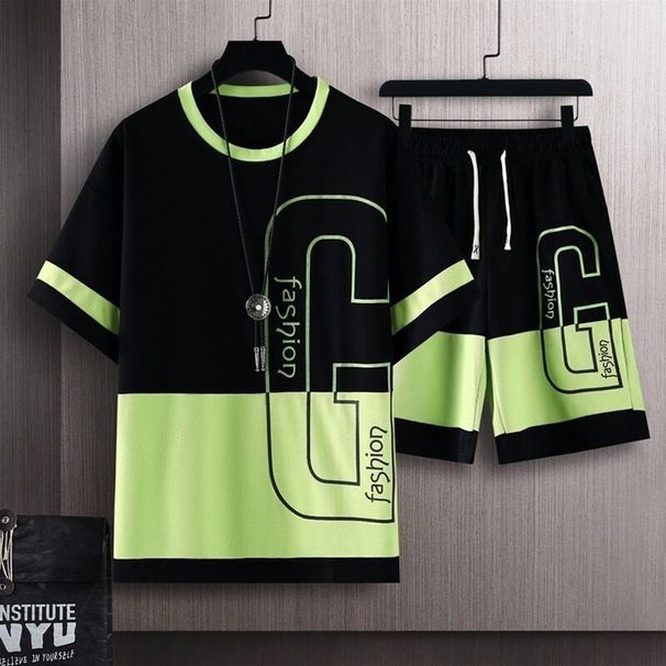 Men's Clothing Men's Summer Sports Suit Fashionable Casual Two Piece Set Thin T-Shirt And Shorts Trendy Youthful Clothing_viptrois.com