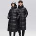 Couple Unisex 2023 New Shiny No Wash Black Gold Long Loose Knee High Thick White Duck Down Jacket Trendy_viptrois.com