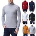 Men's Solid High Neck Knit Sweater – Slim Fit Cotton-Blend Pullover (Breathable, Wrinkle-Resistant, 6 Classic Colors, Winter Casual Wear, )_viptrois.com