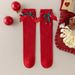 Children's Socks Autumn And Winter Bow Red Calf Socks Girls Red Cotton Socks Christmas Socks_viptrois.com