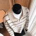 Men's Sweater With Black And White Stripes, Polo Collar, Knitted Sweater, Loose V-neck Top, Autumn And Winter_viptrois.com