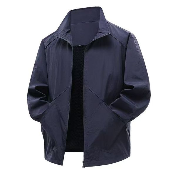 2025 Cross-Border Solid Color Stand Collar Men's High-End Jacket Spring Autumn New Style Top Business Casual Thin_viptrois.com