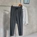 Men's Straight Leg Casual Dress Pants Spring Autumn Solid Color Simple Nine Point Trendy Drawstring Suit Pants_viptrois.com