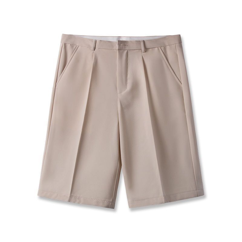 Men's Clothing New Shorts Men's Straight 5 Point Trousers Loose Trendy Solid Color Casual Suit 5 Point Shorts_viptrois.com