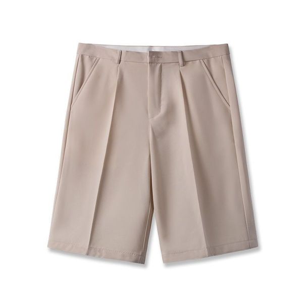 Men's Clothing New Shorts Men's Straight 5 Point Trousers Loose Trendy Solid Color Casual Suit 5 Point Shorts_viptrois.com