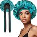 Double Layer Satin Sleeping Cap Double Sided Round Hat Bow Ribbon Silk Beauty Hair Cap Bonnet_viptrois.com