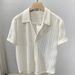 Men's Clothing New High End Hollow Lapel Short Sleeved Men's Shirt Summer Thin Loose Shirt Men's Casual Tops_viptrois.com