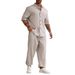 Men's Clothing Commuter Cotton And Linen Suit Casual Button Shirt Short Sleeved Trousers Men's Outing Trend_viptrois.com