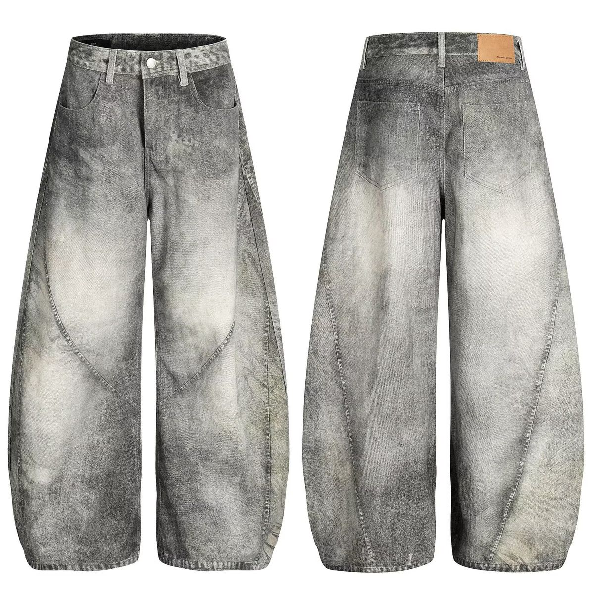 Unisex Japanese Streetwear Denim Pants - Loose Fit Comfortable High Waisted Trousers For Women & Men, Vintage Aesthetic_viptrois.com
