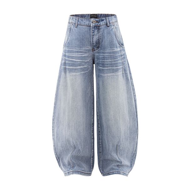Fit Denim Scimitar Men's Punk Street Style Vintage Washed Loose Wide-Leg Casual Versatile Long Pants_viptrois.com