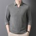 Scissor Collar Long Sleeve T-Shirt Men, Spring And Autumn New Simple Versatile Solid Color Polo Shirt Top For Men_viptrois.com