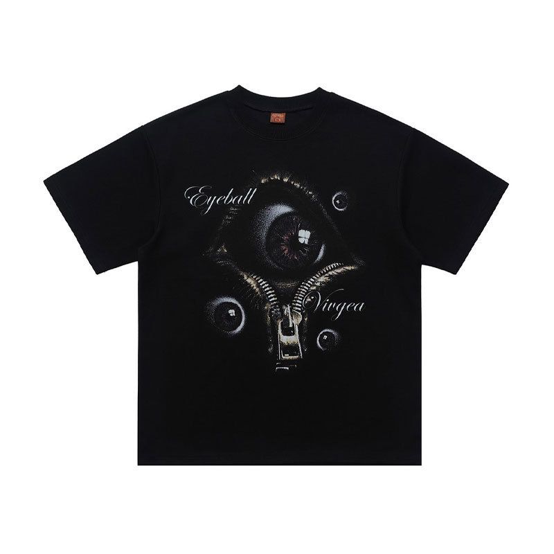 Loose Wide-fit Large Print Short-sleeve Men's T-shirt, Trendy Brand High-quality Half-sleeve T-shirt_viptrois.com