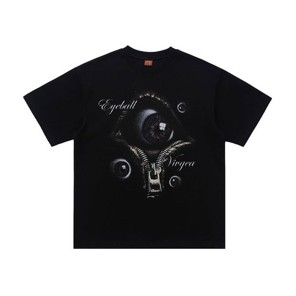 Loose Wide-fit Large Print Short-sleeve Men's T-shirt, Trendy Brand High-quality Half-sleeve T-shirt_viptrois.com