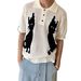 Men's Clothing Shirt Lapel Short Sleeved Knitted Sweater Hollow Ice Silk Business Tide Shirt_viptrois.com