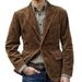 Men's Corduroy Blazer Jacket - Relaxed Fit Casual Suit Coat With Notch Lapel Single Breasted Two-Button Closure Durable & Stylish For Work & Leisure_viptrois.com