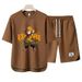 Men's Clothing 2024 Waffle Casual Summer Suit Men's Loose Teen Short sleeved T shirt Shorts Handsome Two piece Suit_viptrois.com