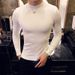 FW11110 2025 Winter Fleece Lined Half Turtleneck Sweater Base Shirt Men Slim Fit Non-Iron Pullover Long Sleeve Casual_viptrois.com