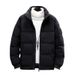 Men’s Oversized Quilted Jacket – Winter Stand Collar Coat With Ribbed Hem (Black/Red/Army Green, M-5XL, Relaxed Fit)_viptrois.com