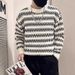 Striped Knit Sweater For Autumn And Winter Round Neck Base, Paired With A Teenage Sweater Underneath_viptrois.com