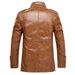 Men's Faux Leather Jacket With Fur Collar – Mid-Length Winter Coat (Black/Khaki/Grey, M-8XL)_viptrois.com