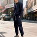 Men's Heavyweight Fleece Crew Neck Sweatshirt Set Autumn Winter Loose Casual Long Sleeve Two Piece Set Sweatshirt And Cargo Pants_viptrois.com