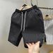 Men's Korean Style Slim Fit Quick Dry Striped Shorts Summer Thin Beach Outerwear Trendy_viptrois.com