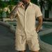 Men's Short Sleeve Shirt & Shorts Set - Lightweight Summer Beach Outfit For Casual & Vacation Wear (White, Black, Sky Blue, Pink)_viptrois.com