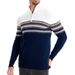 Men's Half-Zip Cotton Sweater - Slim Fit, Stand Collar, Color-Blocked Knit, High Elasticity (Navy/Khaki/Gray/White/Denim Blue)_viptrois.com