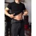 Men's Clothing Fitness Sports Elastic Slim Fit Short Sleeves Small Neckline Half Sleeves T-Shirt_viptrois.com