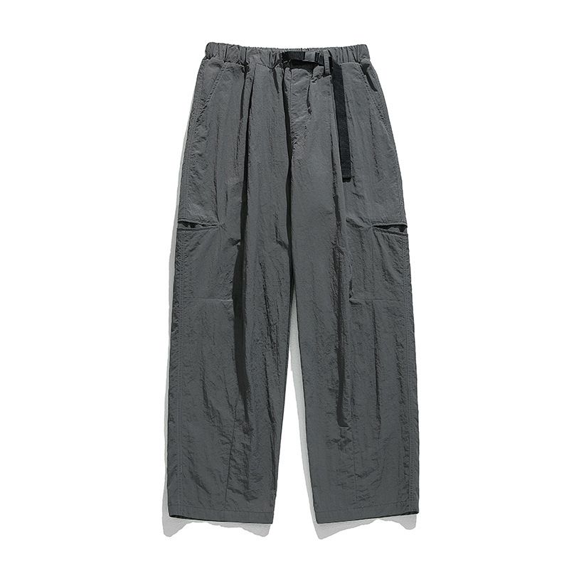Men's Clothing Slightly Wrinkled Water Repellent Fabric Workwear Casual Pants Men 2025 Spring New Buckle Belt Outdoor Functional Long Pants_viptrois.com