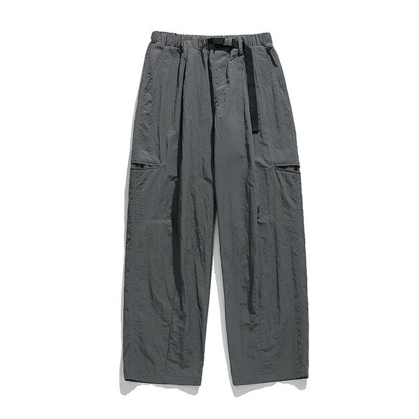 Men's Clothing Slightly Wrinkled Water Repellent Fabric Workwear Casual Pants Men 2025 Spring New Buckle Belt Outdoor Functional Long Pants_viptrois.com