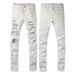 Men's Clothing American Fashion Casual High Street White Jeans Men's Slim Elastic Ripped White Men's Pants 592_viptrois.com