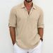 Men's Clothing European And American Men's Large Size Solid Color Lapel Shirt Home Leisure Fashion Sleeve Shirt Tops Cross Border Men's Tops_viptrois.com