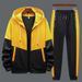Men's Hooded Tracksuit Set – Long Sleeve Zip-Up Hoodie & Jogger Pants (S-4XL, White/Yellow/Blue)_viptrois.com