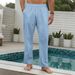 Men's Casual Straight-Fit Drawstring Pants – Lightweight Jacquard Fabric (S-XXXL, Black/Grey/White/Khaki/Azure)_viptrois.com