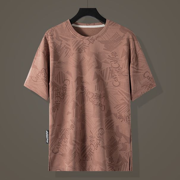 Men's Clothing Jacquard Trendy All Match Tops Short Sleeved T Shirts_viptrois.com