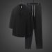 Men's Chinese Style Viscose Summer Tang Suit Set, Retro Modified Hanfu Short Sleeve T-Shirt Outfit, Zen Tea Clothing_viptrois.com
