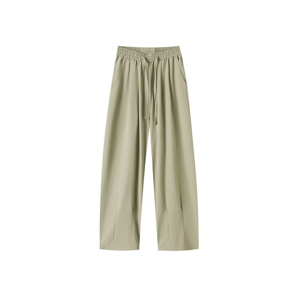 Men's Lightweight Ice Silk Pants Summer Casual Loose Fit Wide Leg Sweatpants Three Dimensional Cut American Style_viptrois.com